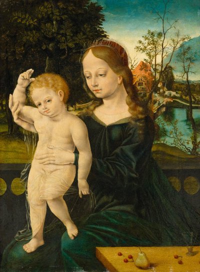 Madonna with Child Before a River Landscape by Bernard van Orley
